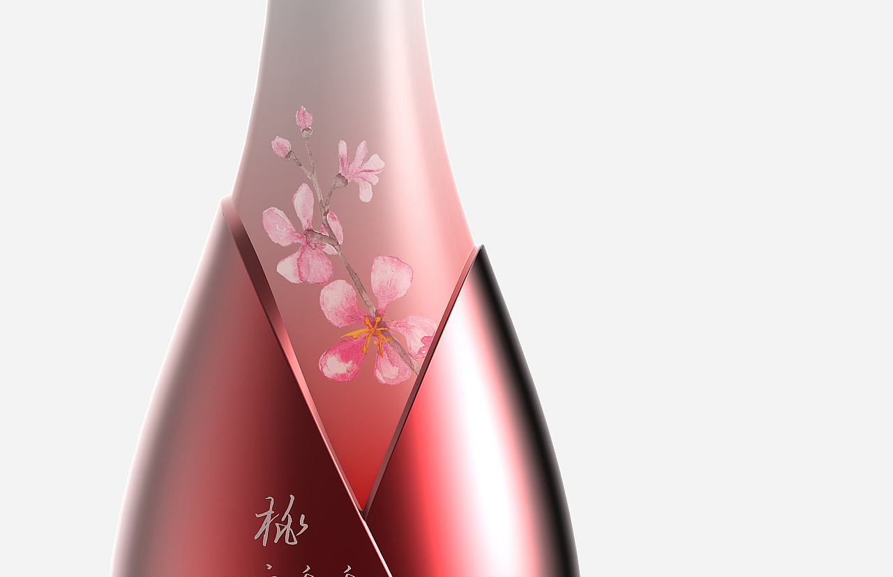 The wine bottle，packing design，wedding banquet，ft HITA ，Baijiu，Peach blossom，Ten mile peach blossom，IP derivatives，