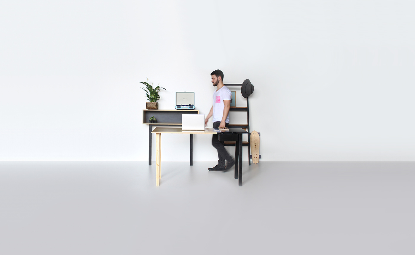 Home Furnishing，furniture，woodiness，Splicing，Clothes hanger，Storage rack，Table，