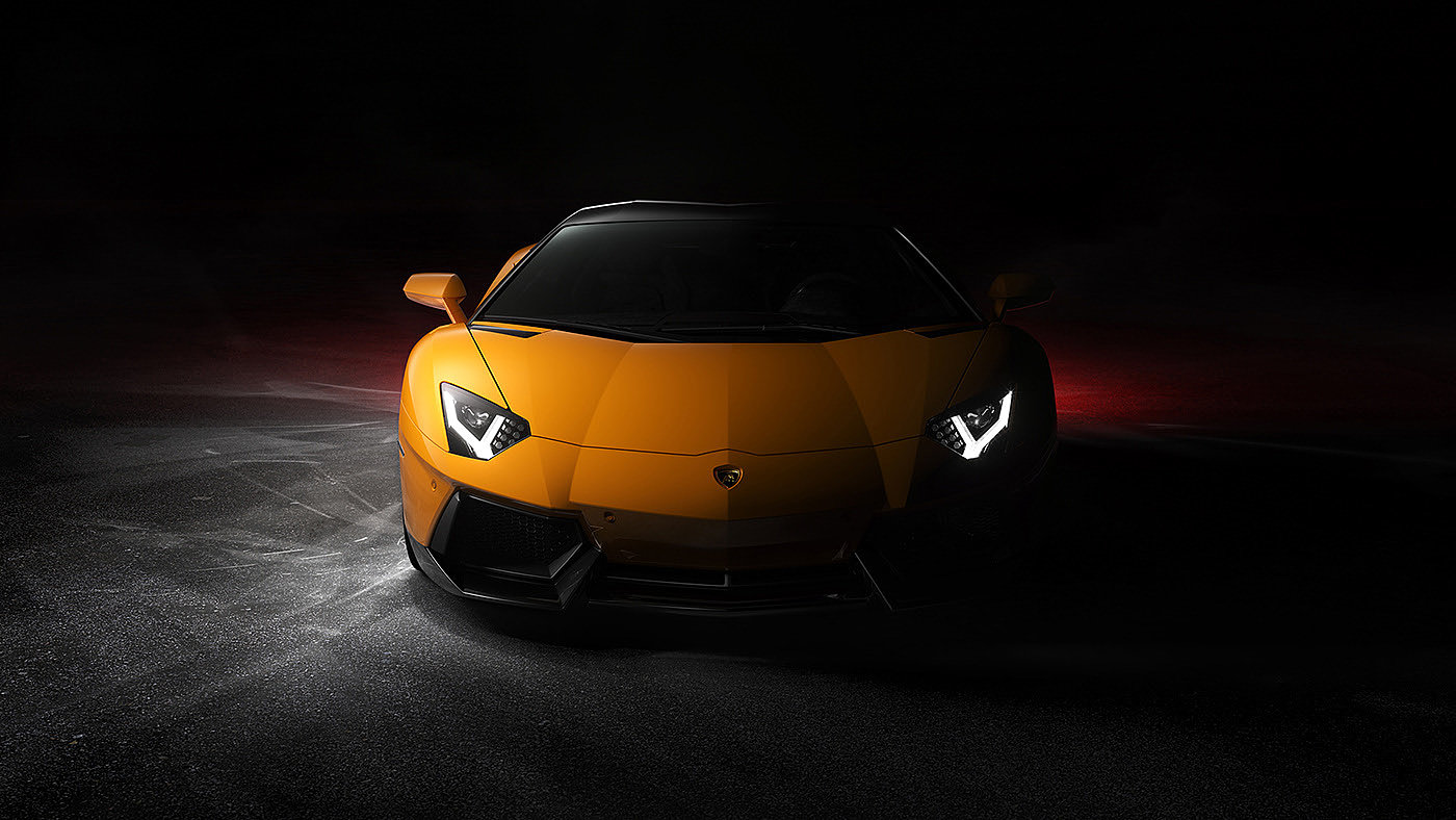 汽车，黄色，兰博基尼，Lamborghini，Bipolar Studio，cgi，Aventador，超跑，