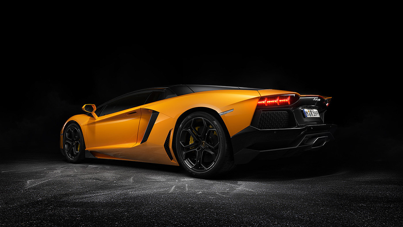 汽车，黄色，兰博基尼，Lamborghini，Bipolar Studio，cgi，Aventador，超跑，