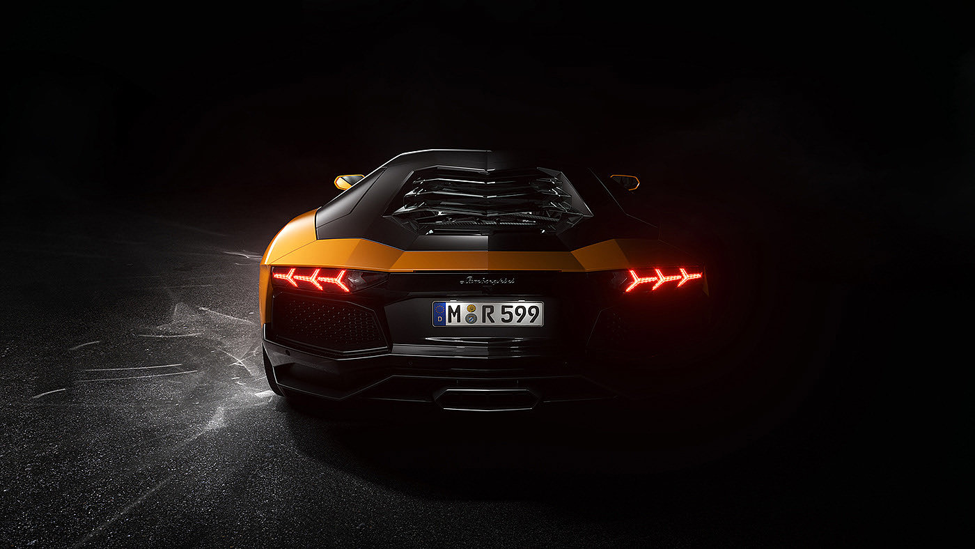 汽车，黄色，兰博基尼，Lamborghini，Bipolar Studio，cgi，Aventador，超跑，