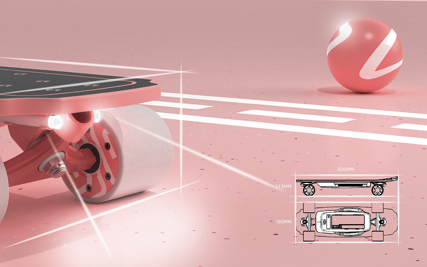 Electric skateboard，breeze，TACK MIN KIM，Pink，