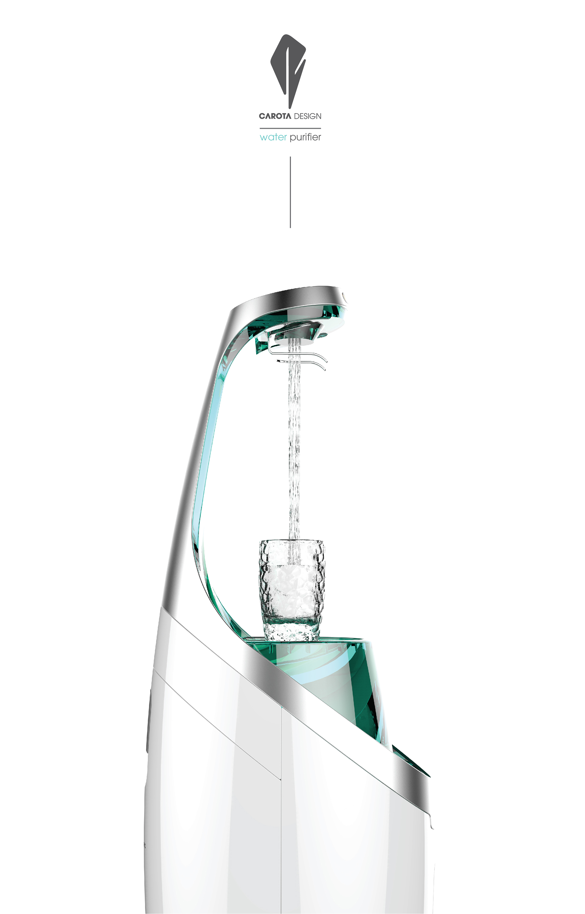 Water purifier，Turquoise，white，water，Carota design，
