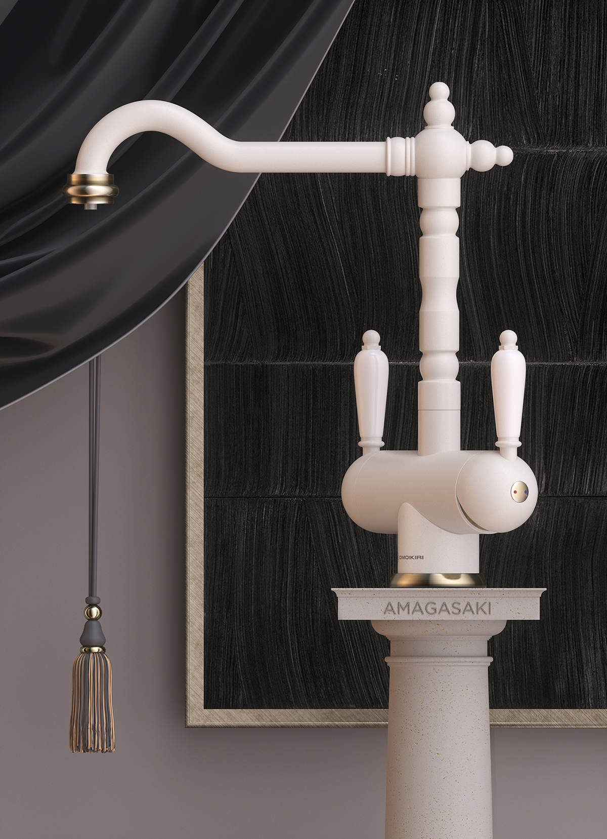 poster，OMOIKIR，Denis Hebi，water tap，