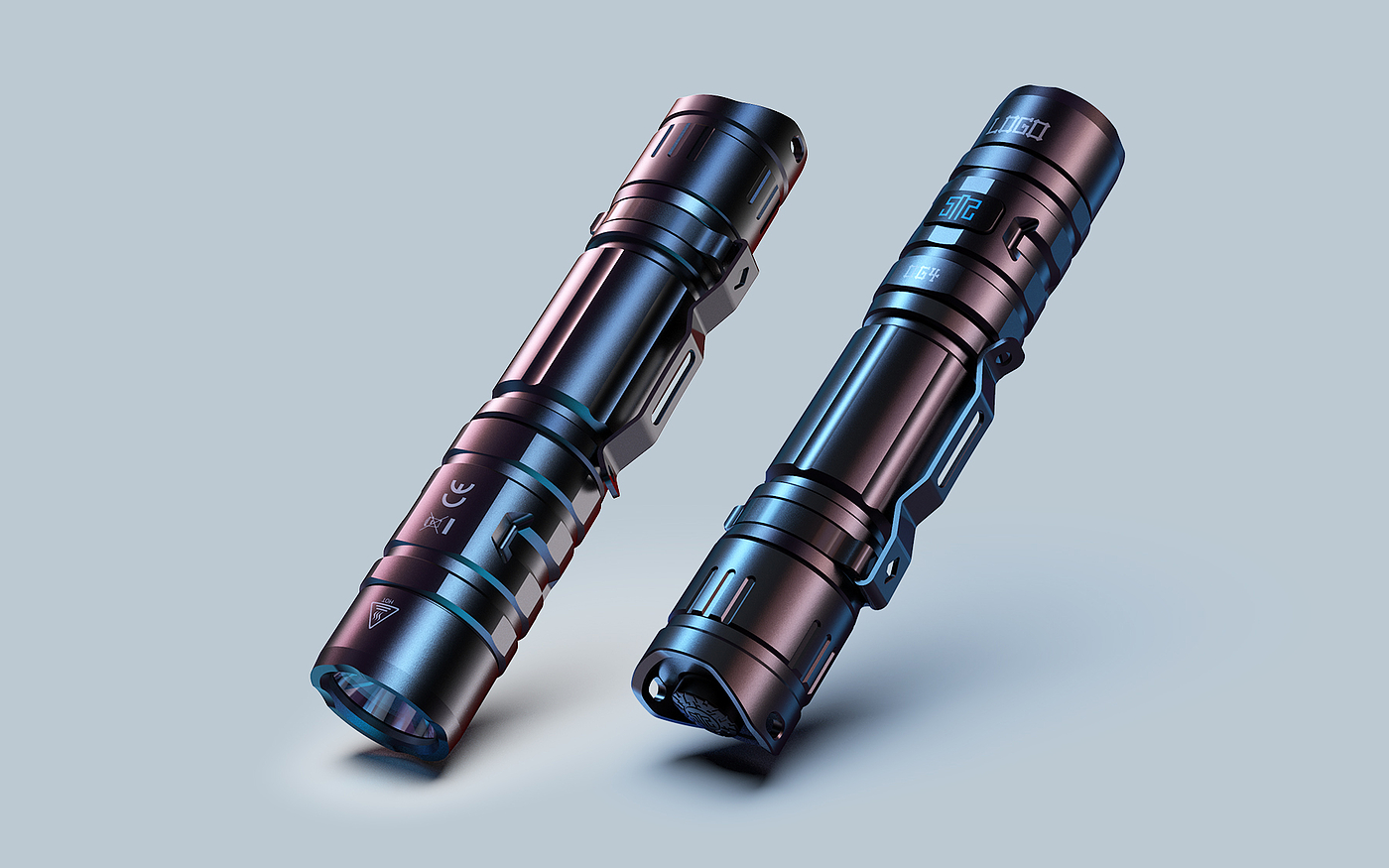 Flashlight design，Appearance design，The strong light flashlight，outdoors，