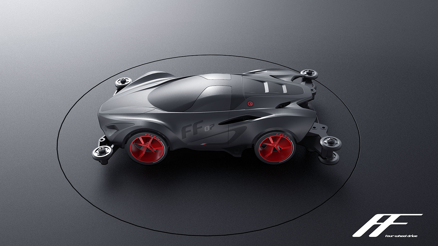 4WD toy simulation vehicle，Sports car，The four-wheel drive，streamline，motion，