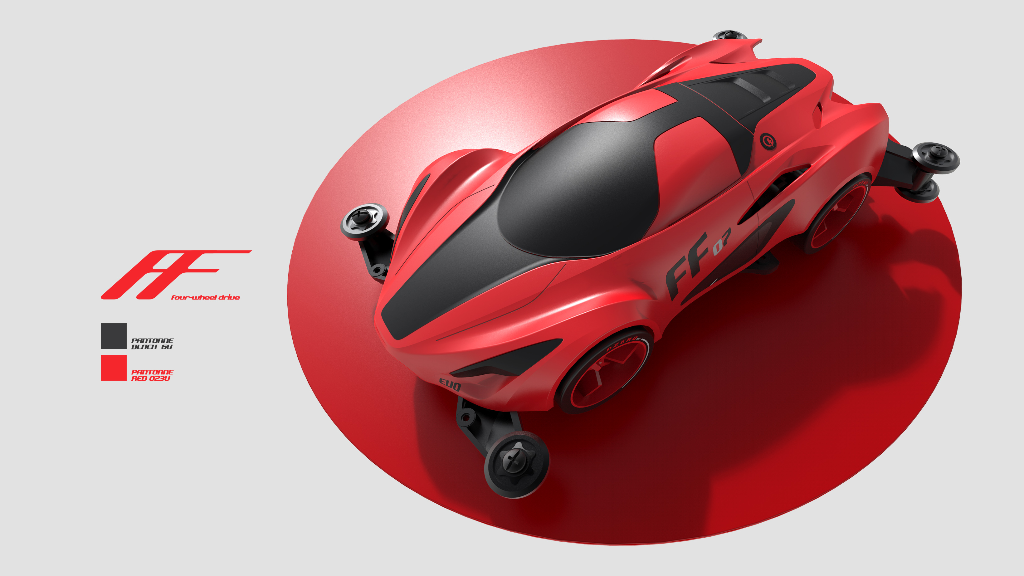 4WD toy simulation vehicle，Sports car，The four-wheel drive，streamline，motion，